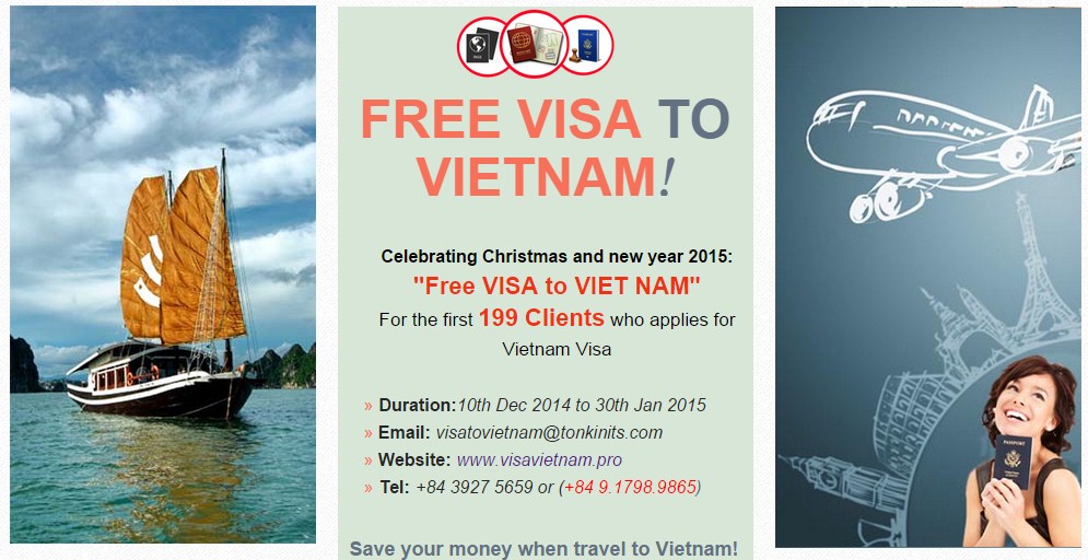Giảm 20% đến miễn phí VISA vào việt nam nhân dịp Giáng sinh và năm mới