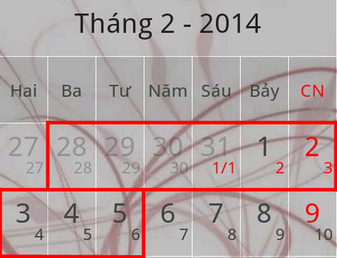 Lịch nghỉ Tết Âm lịch 2014 đại sứ quán Nhật Bản