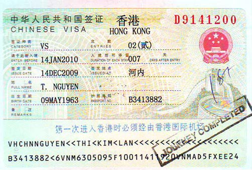 Visa Trung Quốc 1 lần, 2 lần, 6 tháng nhiều lần